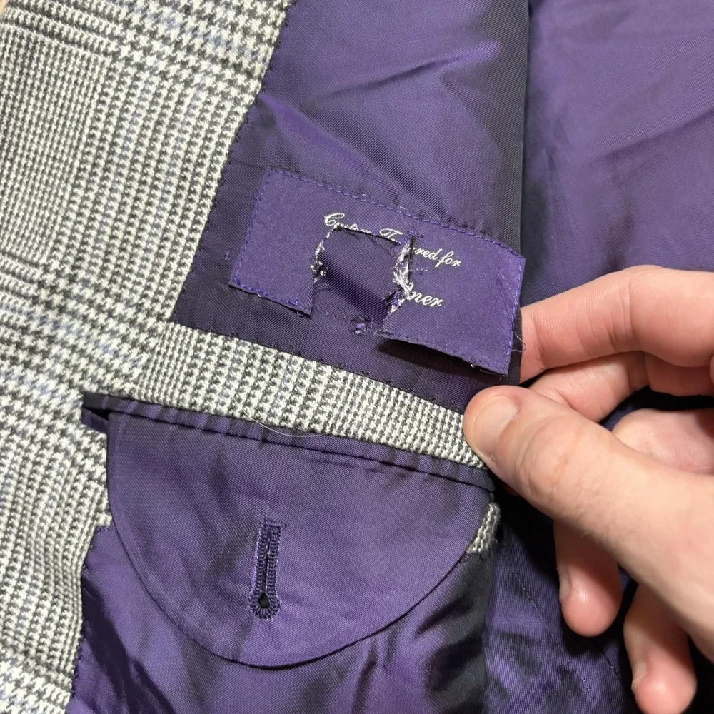 Ralph Lauren Purple Label Sport Coat Blazer 54 IT 44 US Plaid Wool Silk Cashmere
